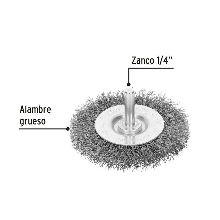 Carda circular 3' alambre grueso para taladro, Pretul 21003 CA-3P