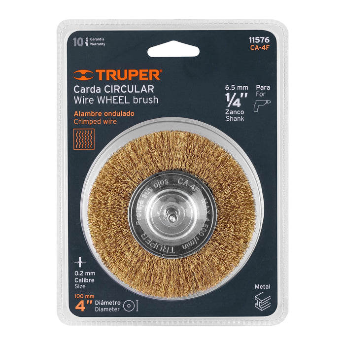 Carda circular 4' alambre fino para taladro, Truper 11576 CA-4F
