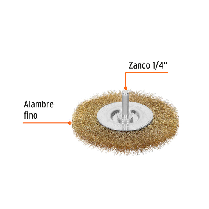 Carda circular 4' alambre fino para taladro, Truper 11576 CA-4F