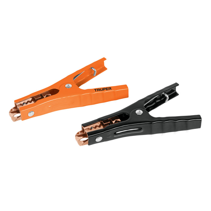 Blíster con 2 caimanes para cables pasa corriente, Truper 100777 CAIMAN-T