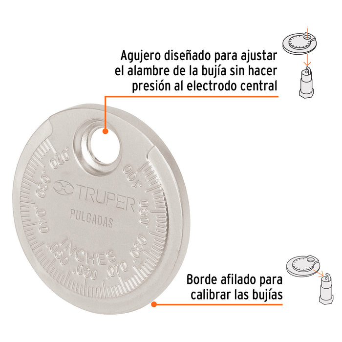 Calibrador redondo para bujías, Truper 14398 CAL-R