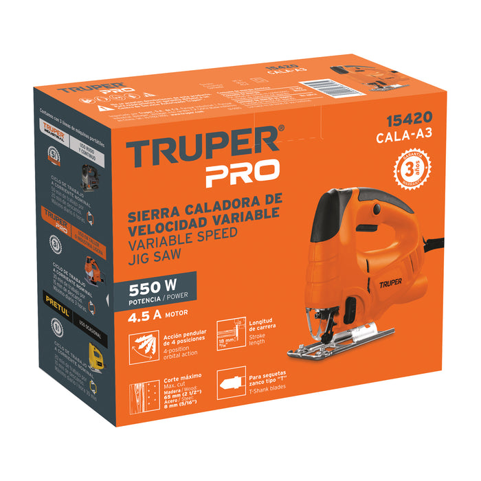 Sierra caladora 550 W 4.5 A velocidad variable, profesional 15420 CALA-A3