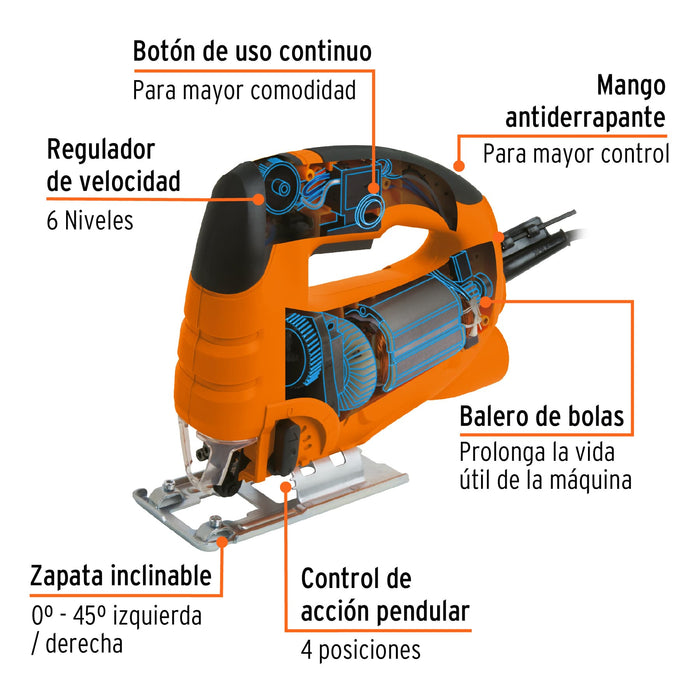 Sierra caladora 550 W 4.5 A velocidad variable, profesional 15420 CALA-A3