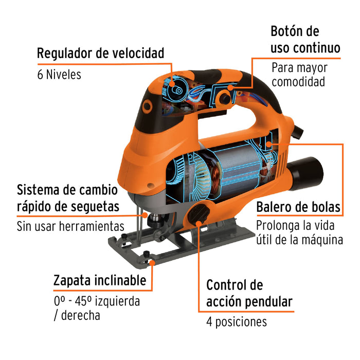 Sierra caladora 750 W 5.9 A velocidad variable, profesional 15423 CALA-A5