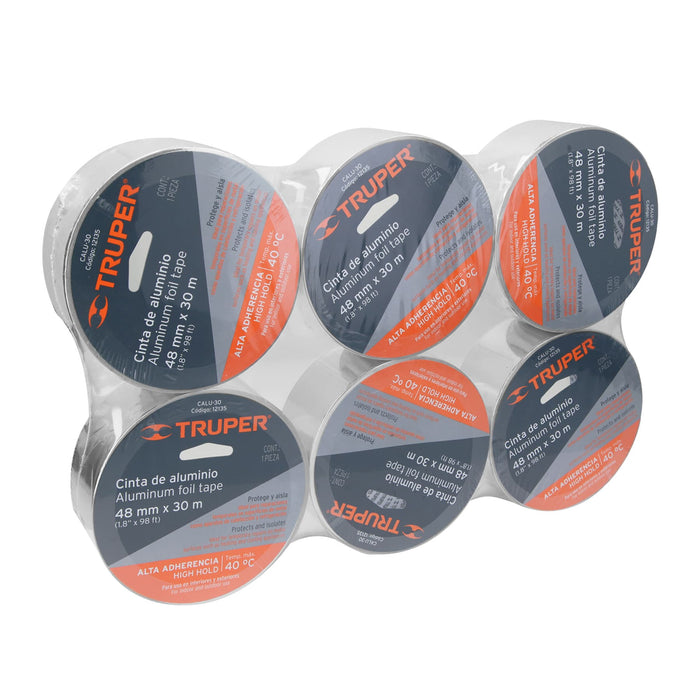 Cinta de aluminio de 48 mm x 30 m, Truper 12135 CALU-30