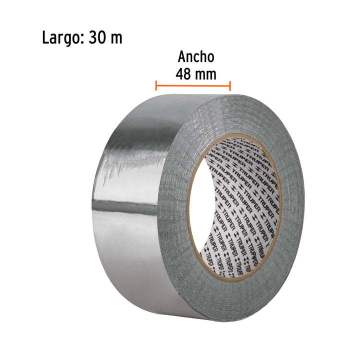 Cinta de aluminio de 48 mm x 30 m, Truper 12135 CALU-30
