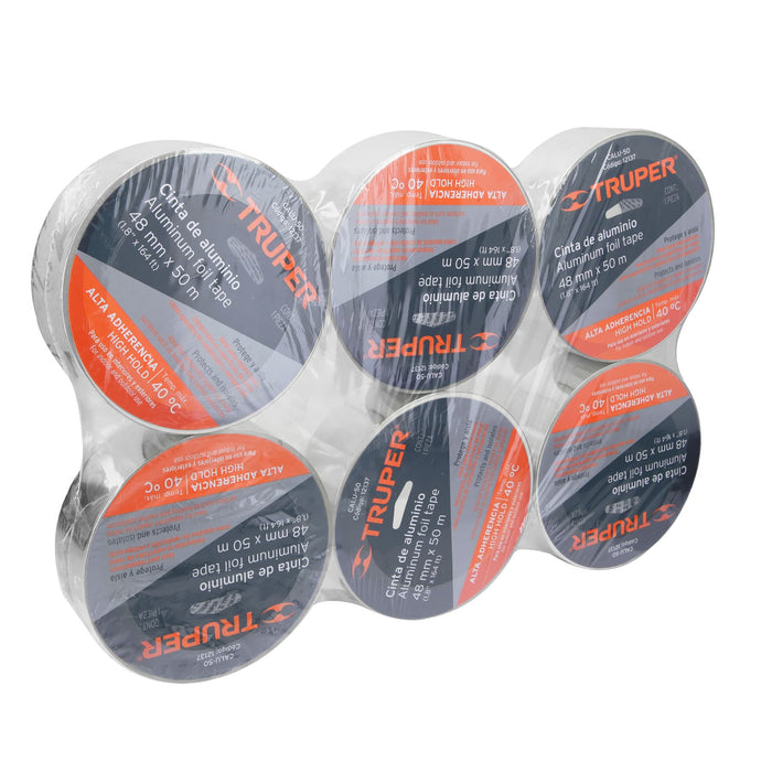 Cinta de aluminio de 48 mm x 50 m, Truper 12137 CALU-50