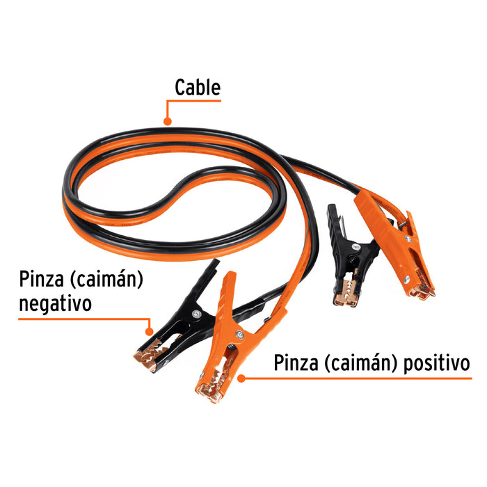 Cables pasa corriente 3 m, 225 A, 8 AWG, con funda, Truper 17543 CAP-3008T