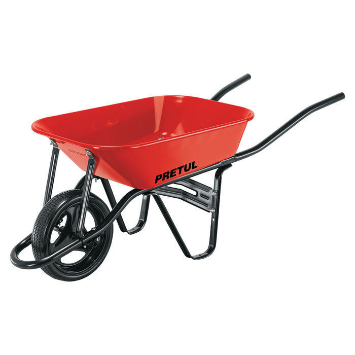 Carretilla 3.5 ft3 roja Imponchable, bastidor tubular, Pretu 20674 CAP-35FB