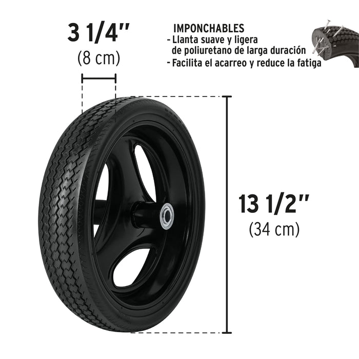 Carretilla 5.5 ft3 roja Imponchable, bastidor tubular,Pretul 20630 CAP-50FB