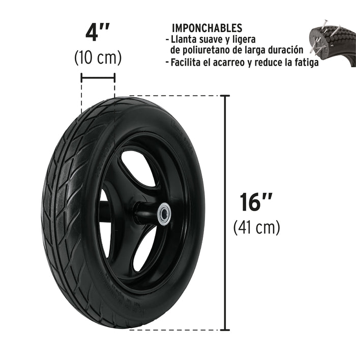 Carretilla 5.5ft3 roja Imponchable bastidores madera, Pretul 20623 CAP-5WFFR