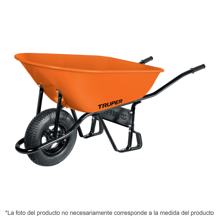 Carretilla 8 ft3 Imponchable, bastidor tubular, Truper 100177 CAR-81FF