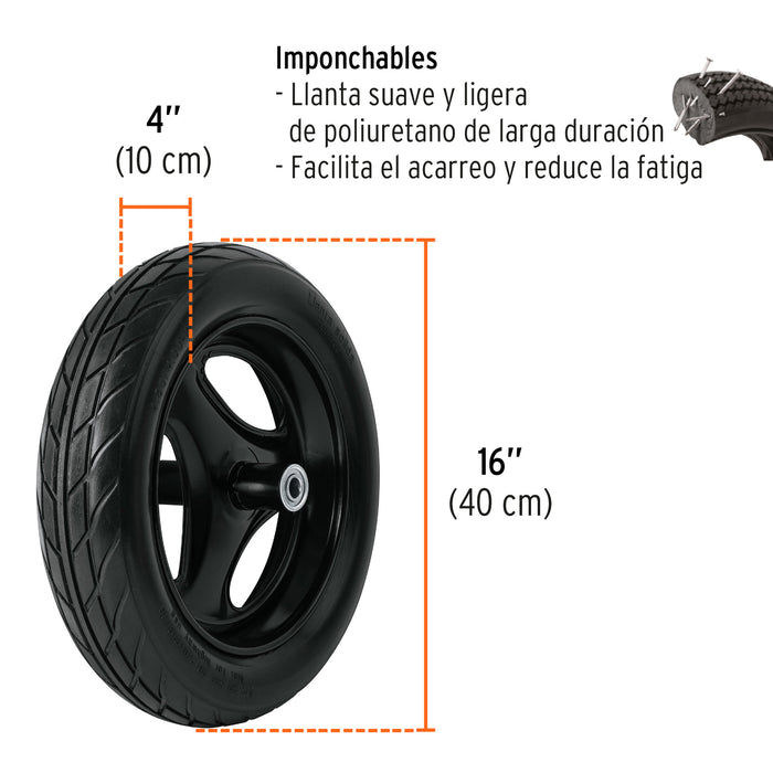 Carretilla 8 ft3 Imponchable, bastidor tubular, Truper 100177 CAR-81FF