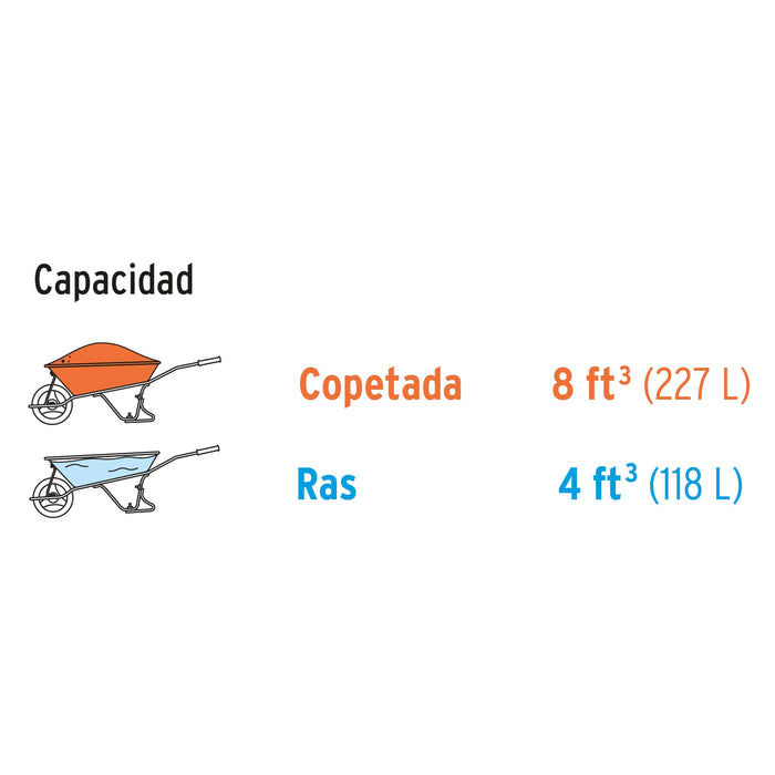 Carretilla 8 ft3 Imponchable, bastidor tubular, Truper 100177 CAR-81FF