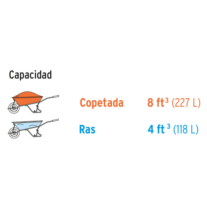 Carretilla 8 ft3 Doble llanta neumática, bastidores acero 11250 CAR-82