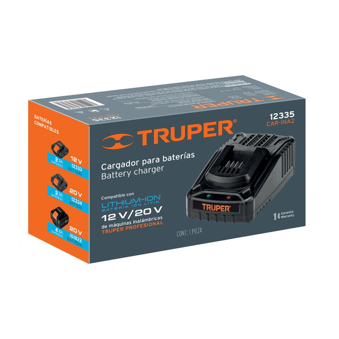 Cargador baterías de ión Litio de 12 a 18 V, Truper 12335 CAR-INA2