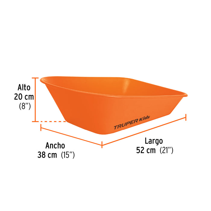 Carretilla para niños, concha plástica 54 x 38 cm, Truper 10440 CAR-KID-T
