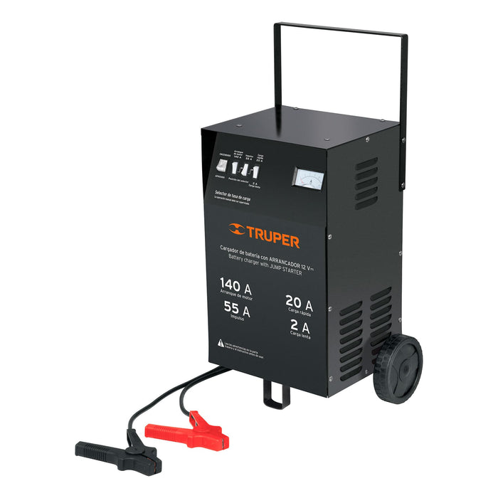Cargador de 140 A para baterías de 12 V, con ruedas, Truper 13028 CARBA-140