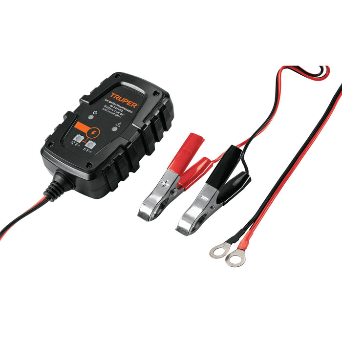 Cargador de 1 A para baterías de 6 y 12V, Truper 101610 CARBA-1