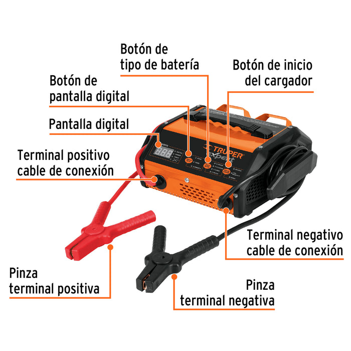 Cargador de 50 A para baterías de 12 V, Truper 13027 CARBA-50