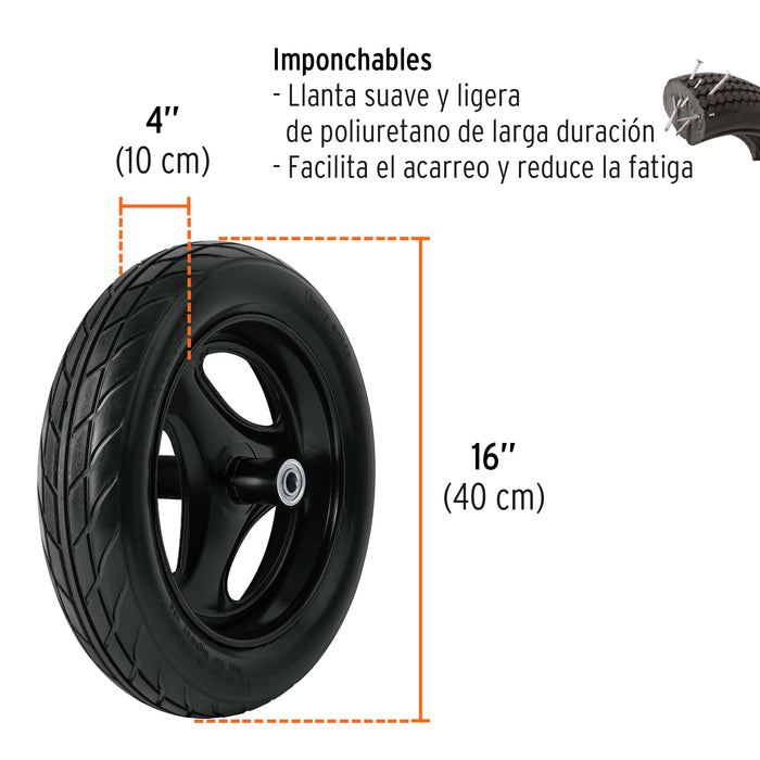 Carretilla 5 ft3 Imponchable, bastidor tubular, Truper 10079 CAT-15FF