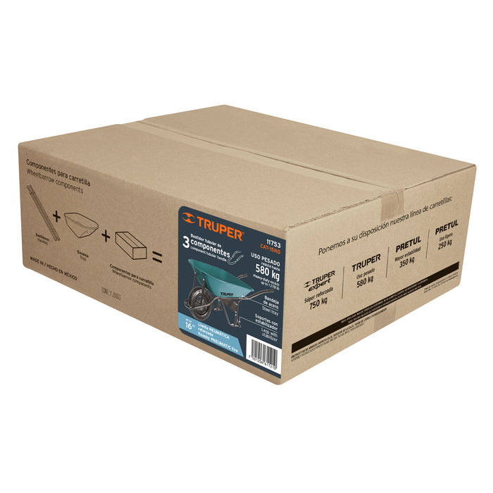 Carretilla 5 ft3 Neumática, bastidor tubular, Truper 11753 CAT-15ND