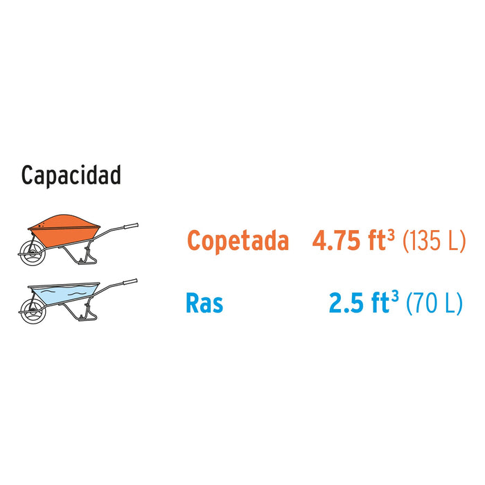 Carretilla 4.75 ft3 Imponchable, bastidor tubular, Truper 10253 CAT-55FF