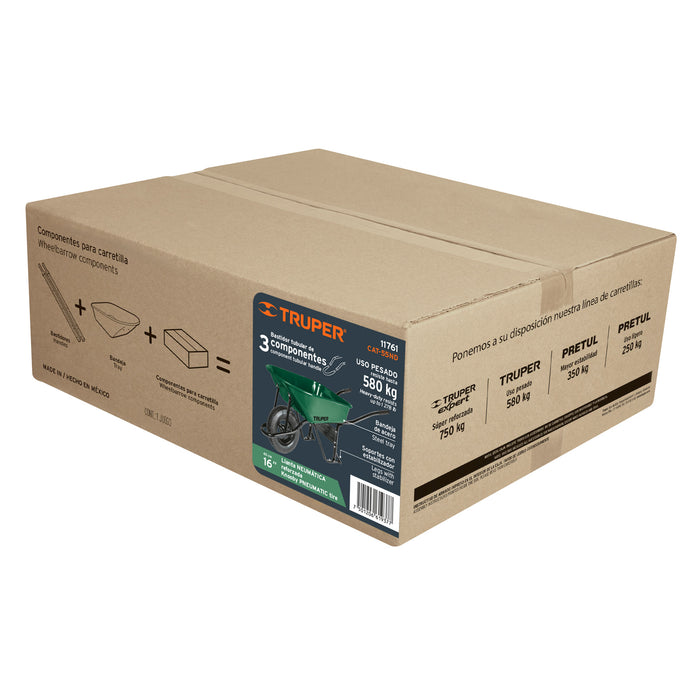 Carretilla 4.75 ft3 Neumática, bastidor tubular, Truper 11761 CAT-55ND