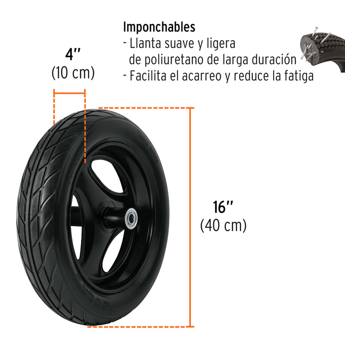 Carretilla 6 ft3 Imponchable, bastidor tubular, Truper 10255 CAT-60FF