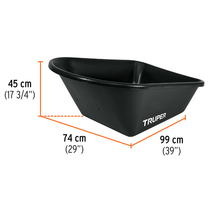 Carretilla concha plástica 6 ft3 Neumática, bastidor tubular 11777 CAT-60PL