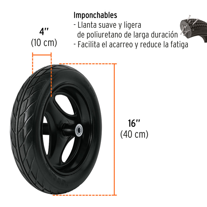 Carretilla concha plástica 6 ft3 Neumática, bastidor tubular 11777 CAT-60PL