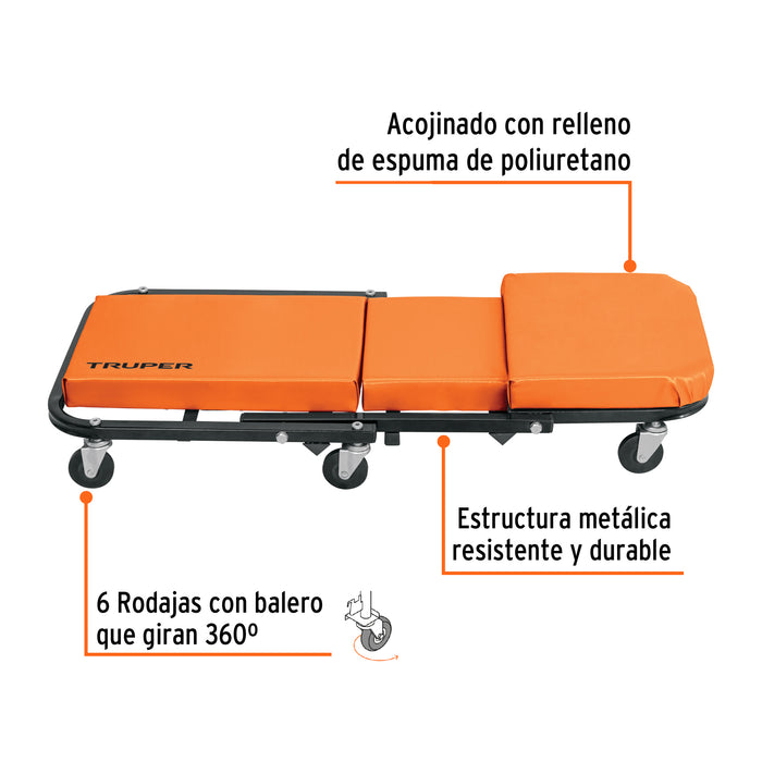 Cama de acero 36' para mecánico, Truper 10098 CATA-36