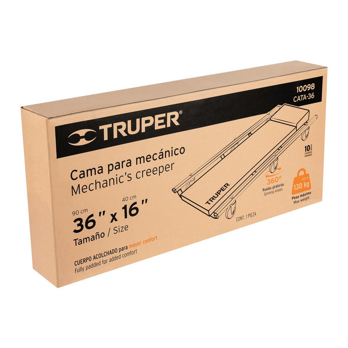 Cama de acero 36' para mecánico, Truper 10098 CATA-36