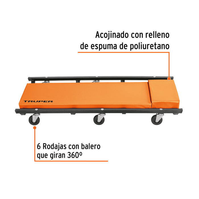 Cama de acero 36' para mecánico, Truper 10098 CATA-36