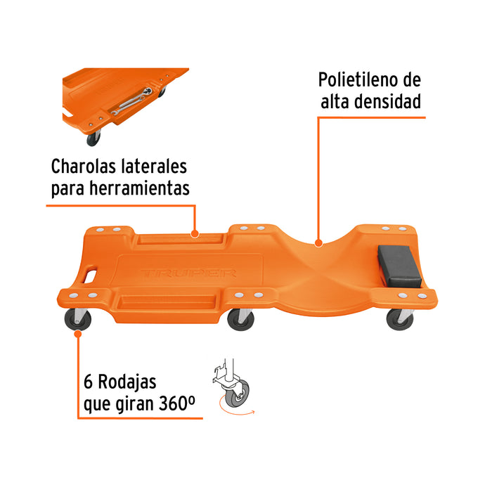 Cama de plástico 40' para mecánico, Truper 100904 CATA-40P