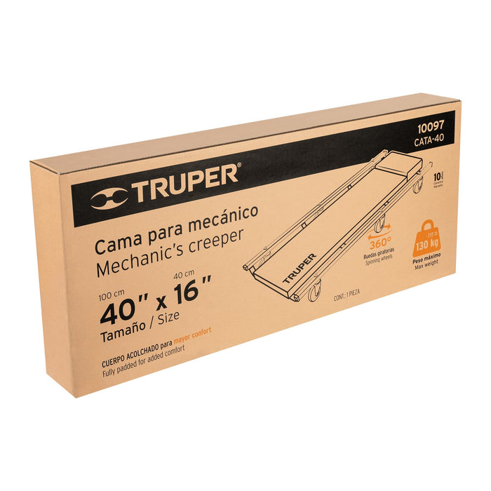 Cama de acero 40' para mecánico, Truper 10097 CATA-40