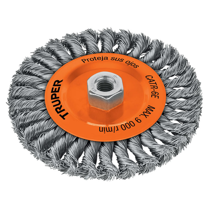 Carda circular 6' alambre trenzado, eje 5/8'-11, Truper 11597 CATR-6E