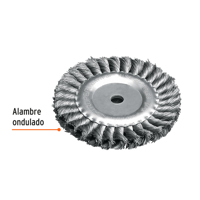 Carda trenzado fino 6' x 5/8' para esmeril, Truper 11598 CATR-6F