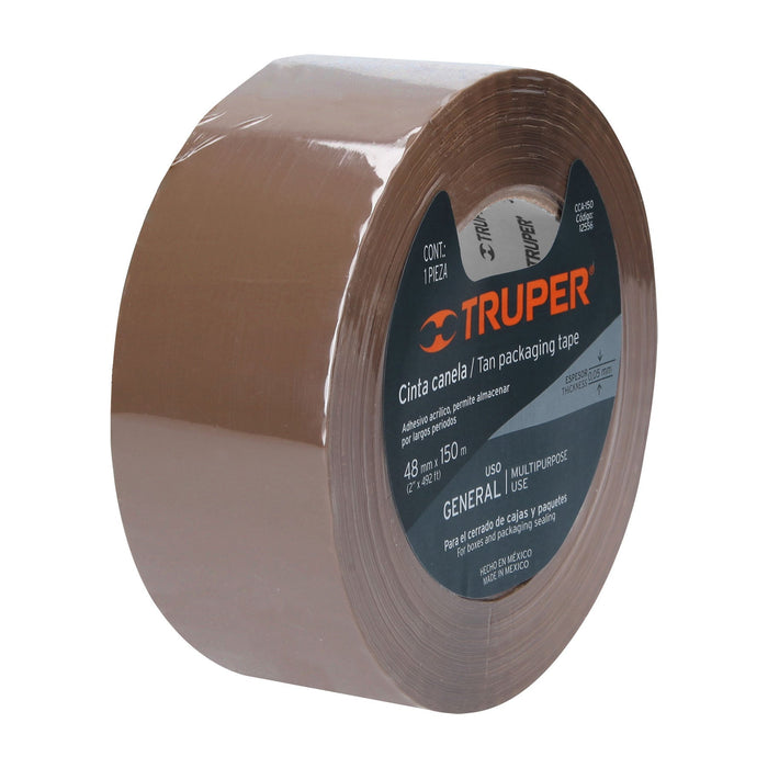 Cinta de empaque 48 mm x 150 m canela, Truper 12556 CCA-150