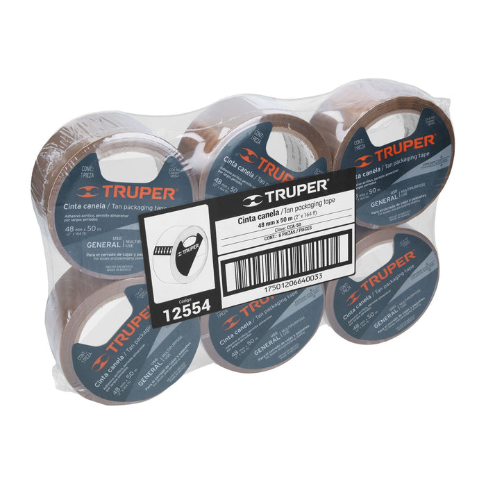 Cinta de empaque 48 mm x 50 m canela, Truper 12554 CCA-50