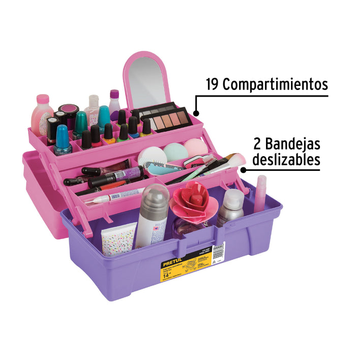 Caja cosmetiquera 14', rosa/morado, Pretul 25052 CCO-14RP