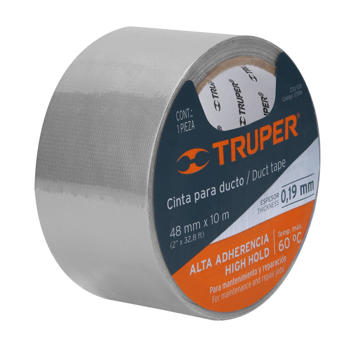 Cinta para ducto 10m x 48mm, espesor 0.19mm, Truper 12586 CDU-10X