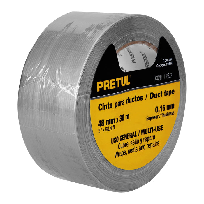 Cinta para ducto 30m x 48mm, espesor 0.16mm, Pretul 20529 CDU-30P