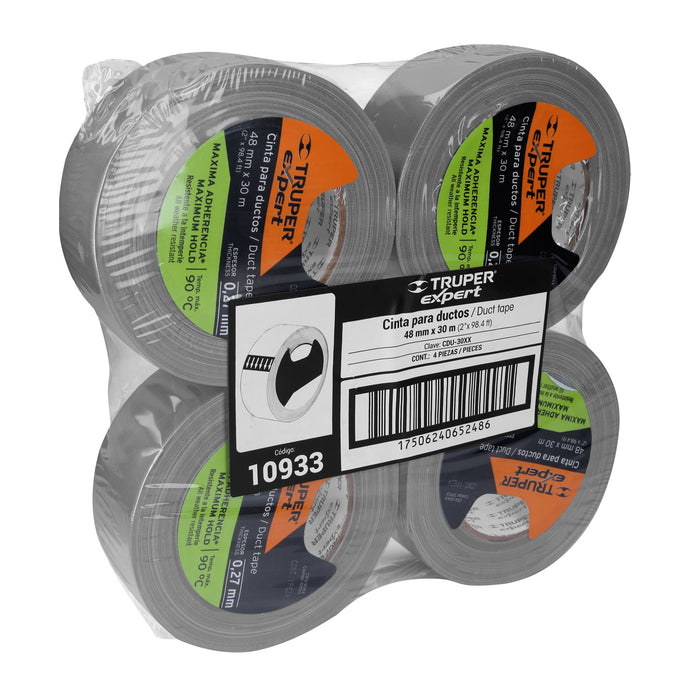Cinta para ducto 30m x 48mm, espesor 0.19mm, Truper 12587 CDU-30X