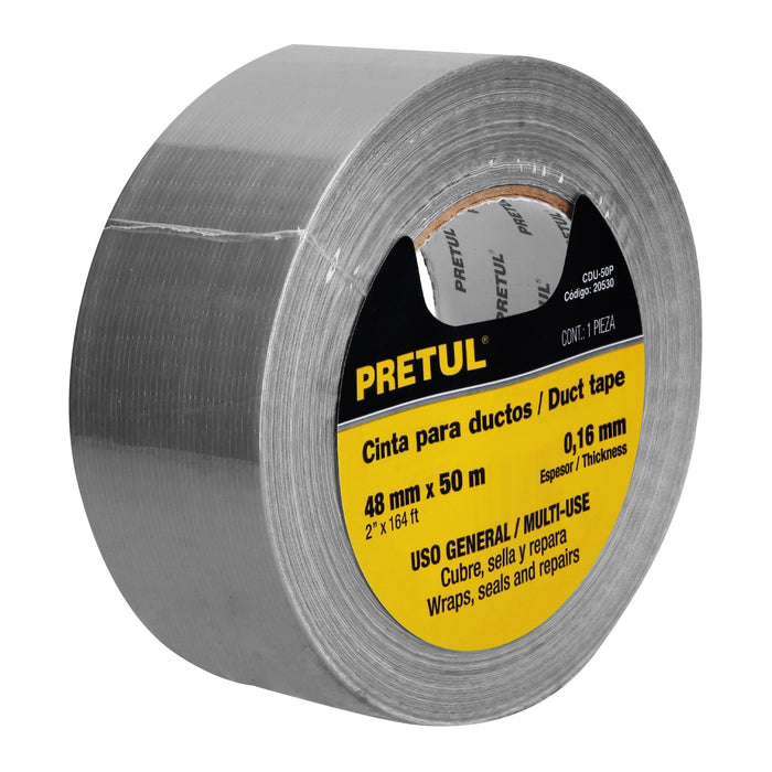 Cinta para ducto 50m x 48mm, espesor 0.16mm, Pretul 20530 CDU-50P