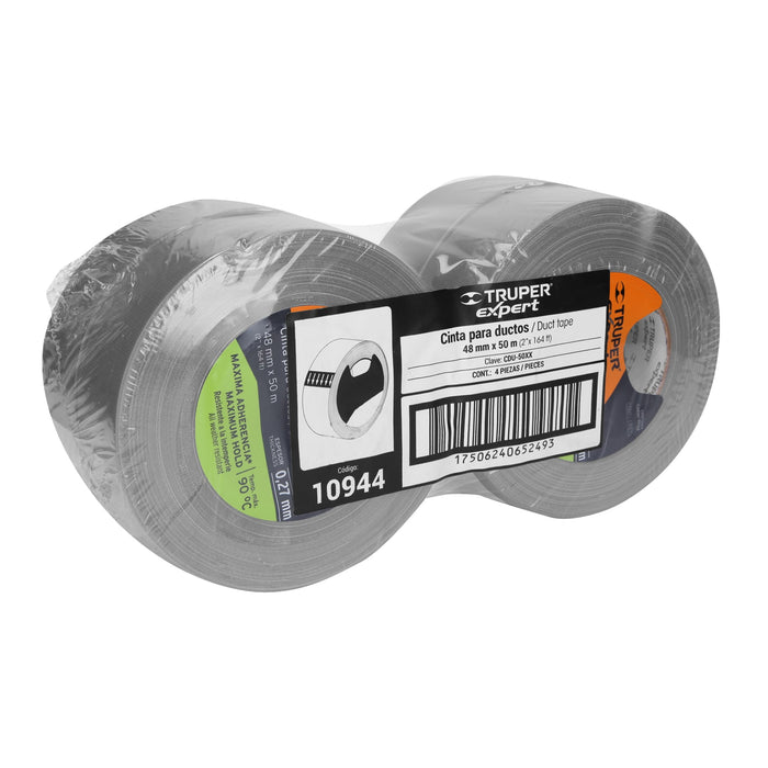 Cinta para ducto 50m x 48mm, espesor 0.19mm, Truper 12588 CDU-50X
