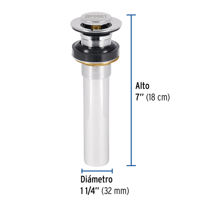 Contra p/lavabo sin rebosadero, sistema push, cromo, 1-1/4' 47037