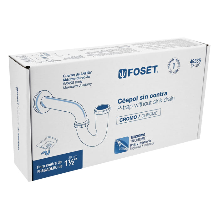 Céspol 1-1/2', sin contra, latón cromo, para fregadero 49336