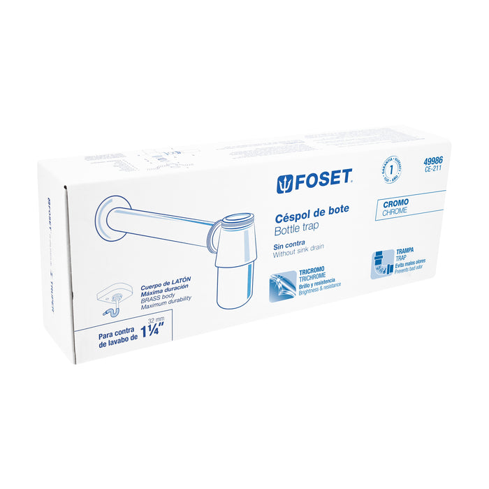 Céspol de bote 1-1/4', sin contra, latón cromo, para lavabo 49986