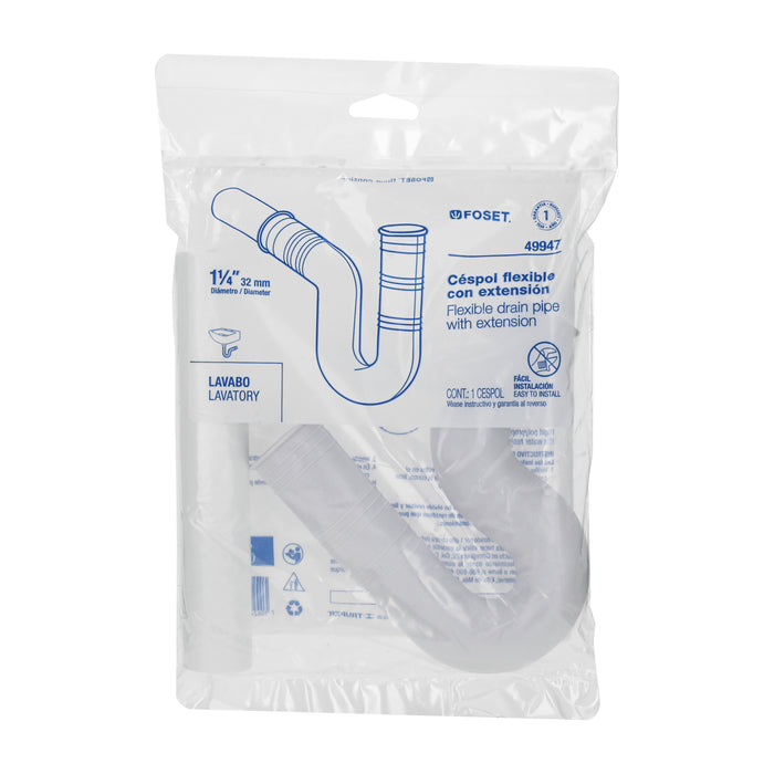 Céspol flexible 1-1/4' de PVC, con extensión, para lavabo 49947